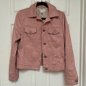 Casual Corner Pink Brocade Wool Blend Jacket Size 4